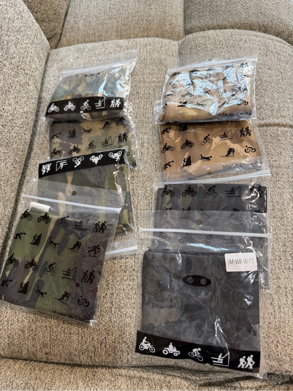 Multi-Pack Camouflage Neck Gaiters - Green, Tan, Gray